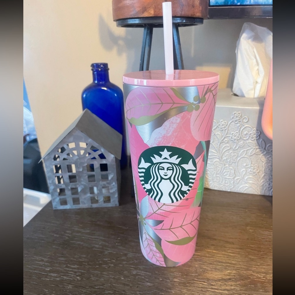 Starbucks pink poinsettia tumbler